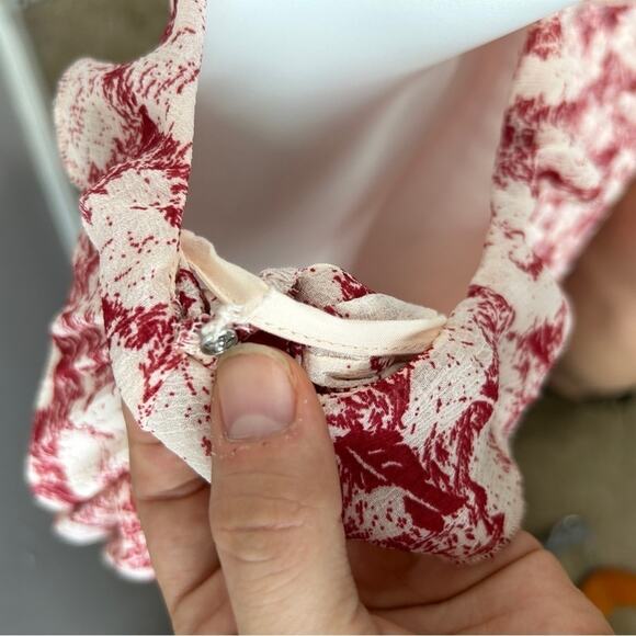 FREE PEOPLE Mini Babydoll Dress Womens XSmall Floral Pleated Boho Ruffle Pretty - Picture 11 of 16